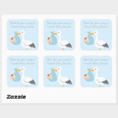 Dank u Stork levert Schattigee baby jongen Vierkante Sticker (Vel)