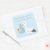 Dank u Stork levert Schattigee baby jongen Vierkante Sticker (Envelop)
