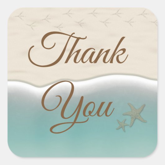 Dank u strand thema oceanische bruiloft stickers (Voorkant)