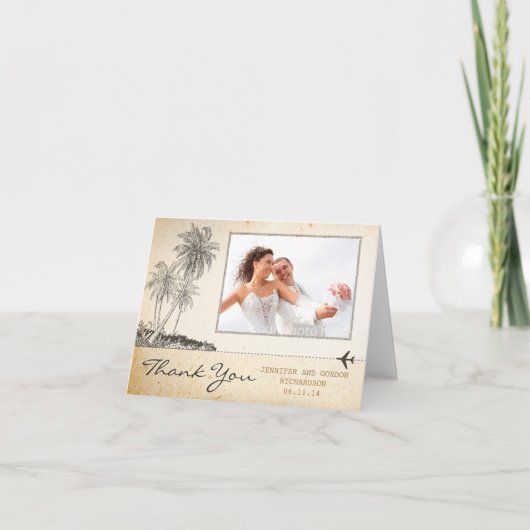 Dank u strandpalmen fotokaarten bedankkaart (Voorkant)