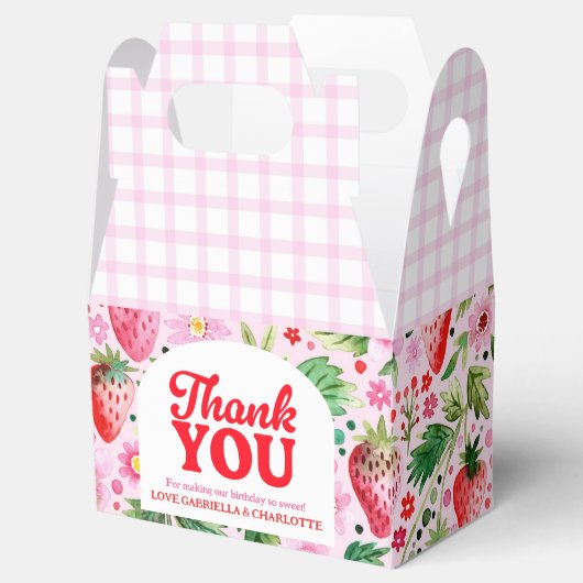 Dank u Strawberry Twins gezamenlijke verjaardag Bedankdoosjes (Geopend)