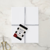 DANK U Strepen Wit Rood ROSE Hart Bruiloft Cadeaulabel (Met Touw)