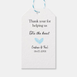 Dank u stropdas de Knoop Blue Heart bruiloft rusti Cadeaulabel