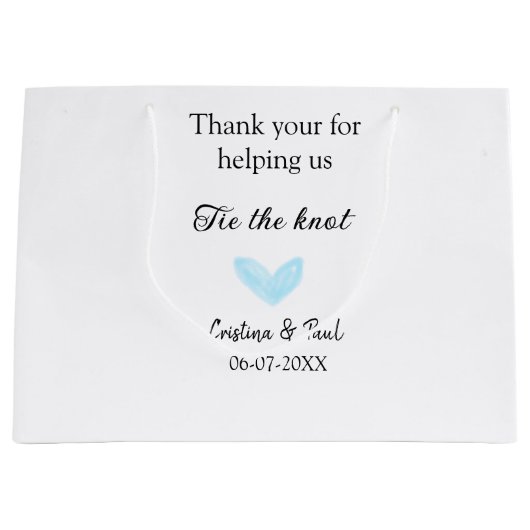 Dank u stropdas de Knoop Blue Heart bruiloft rusti Groot Cadeauzakje (Voorkant)