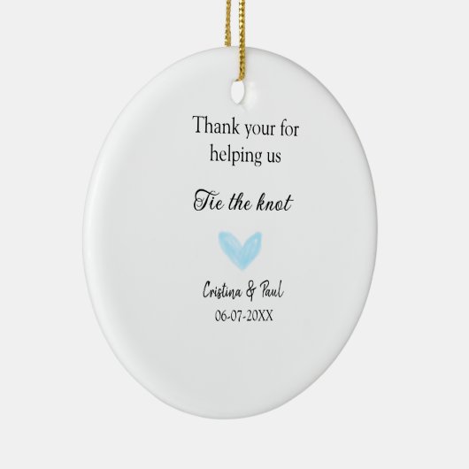 Dank u stropdas de Knoop Blue Heart bruiloft rusti Keramisch Ornament (Rechts)