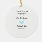 Dank u stropdas de Knoop Blue Heart bruiloft rusti Keramisch Ornament (Voorkant)