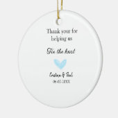 Dank u stropdas de Knoop Blue Heart bruiloft rusti Keramisch Ornament (Links)