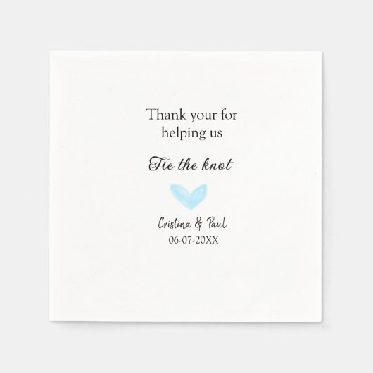 Dank u stropdas de Knoop Blue Heart bruiloft rusti Servet (Voorkant)