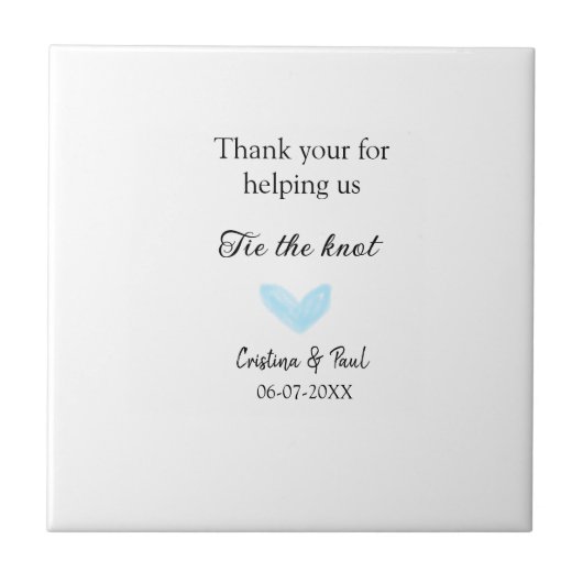 Dank u stropdas de Knoop Blue Heart bruiloft rusti Tegeltje (Voorkant)