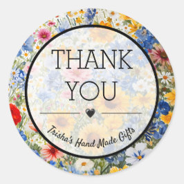 Dank u Summer Wildflower Small Business Ronde Sticker