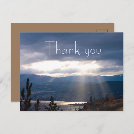 Dank u Sun Rays Lakeshore Storm Clouds Briefkaart (Voorkant / Achterkant)
