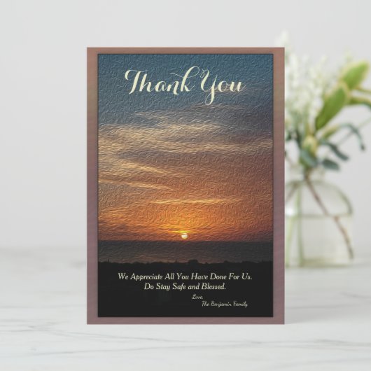 Dank u Sunset Tropical Sun Natuur Custom Kaart (Staand voorkant)