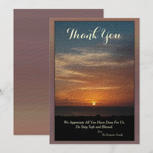 Dank u Sunset Tropical Sun Natuur Custom Kaart (Voorkant / Achterkant)