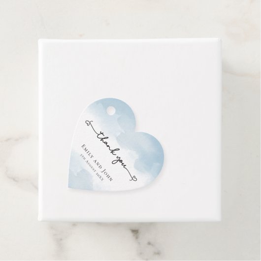 Dank u Swash Namen Lichtblauwe bruiloft Bedankjes Labels (In situ)