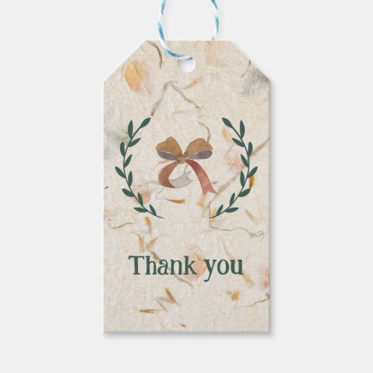 Dank u Sweet waterverf bloemenachtergrond Kraft Cadeaulabel (Voorkant)