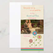 Dank u Tall Rainbow Flowers Bruiloft Fotokaart Bedankkaart (Voorkant / Achterkant)