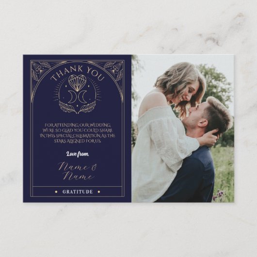 Dank u Tarot Moon Crystals Harten Trouwkaarten Informatiekaartje (Voorkant)