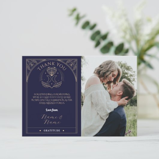 Dank u Tarot Moon Crystals Harten Trouwkaarten Informatiekaartje (Staand voorkant)