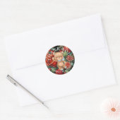 Dank u, Teddy Bear Blue Roos Foral Ronde Sticker (Envelop)