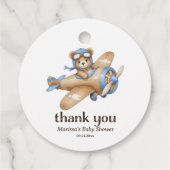 Dank u Teddy Bear Pilot Baby Boy Shower Bedankjes Labels (Achterkant)