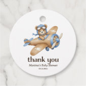 Dank u Teddy Bear Pilot Baby Boy Shower Bedankjes Labels (Voorkant)