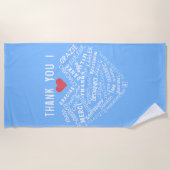 Dank u tekst Blue Beach handdoek meertalig (Voorkant)