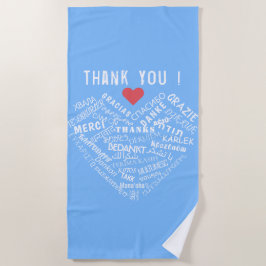 Dank u tekst Blue Beach handdoek meertalig