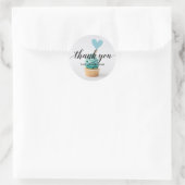 Dank u tekst Blue Heart Cupcake Ronde Sticker (Tas)