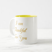 Dank u Tekst citaat Art Print Design Tweekleurige Koffiemok (Voorkant links)