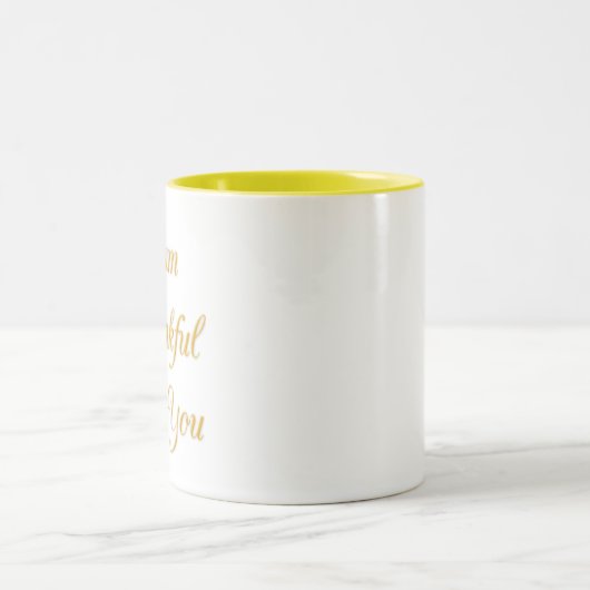 Dank u Tekst citaat Art Print Design Tweekleurige Koffiemok (Center)