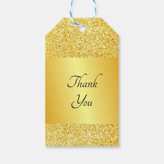 Dank u tekst Faux Gold Glitter Elegant Blank Cadeaulabel (Achterkant)