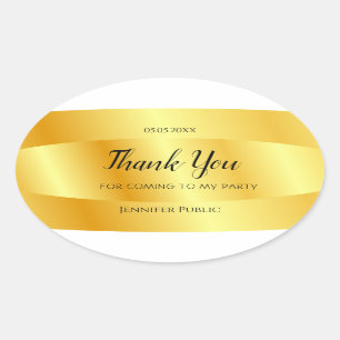 Dank u tekst gouden look handschrift Sjabloon Ovale Sticker