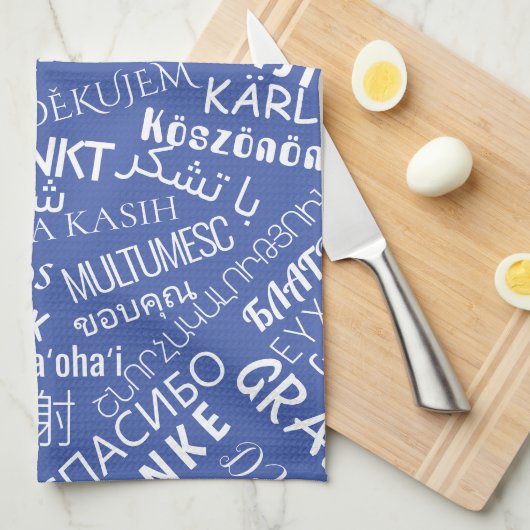 Dank u tekst keukenhanddoek meertalige woorden (Quarter Fold)