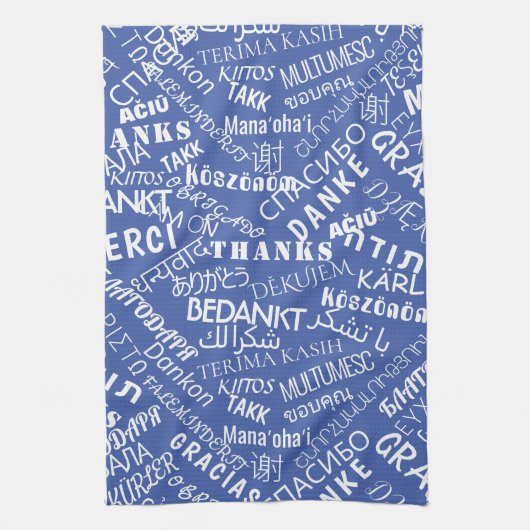 Dank u tekst keukenhanddoek meertalige woorden (Verticaal)