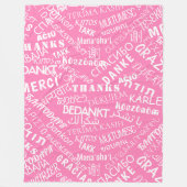 Dank U Tekst Meertalig Roze Fleece Deken (Voorkant)