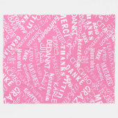 Dank U Tekst Meertalig Roze Fleece Deken (Voorkant (Horizontaal))