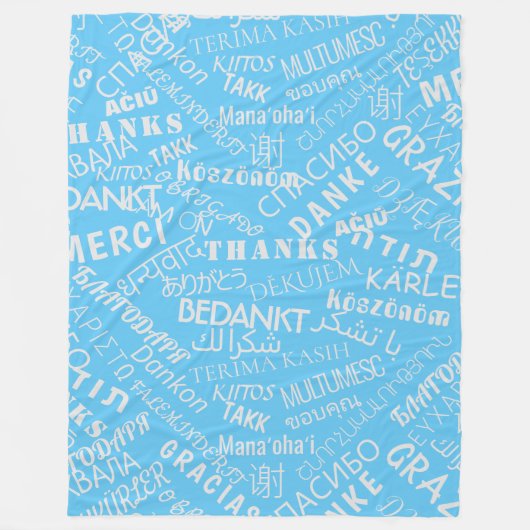 Dank u tekst Meertalige Blue Fleece Deken (Voorkant)