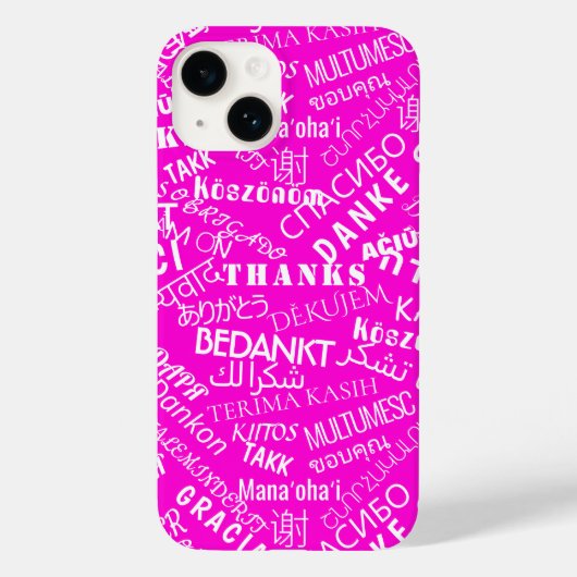 Dank U Tekst Multi Taal Woord Tekst Roze Case-Mate iPhone Case (Achterkant)