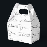 Dank u tekst op wit bedankdoosjes<br><div class="desc">Zwart fancy BEDANK U calligrafiedoopvont op wit. De achtergrondkleur kan worden gewijzigd.</div>