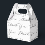 Dank u tekst op wit bedankdoosjes<br><div class="desc">Zwart fancy BEDANK U calligrafiedoopvont op wit. De achtergrondkleur kan worden gewijzigd.</div>
