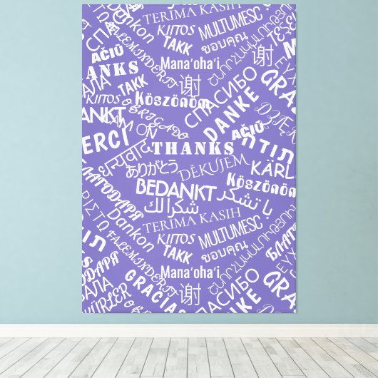 Dank u tekst Paarse canvas Meertalige print (Insitu (Houten vloer))
