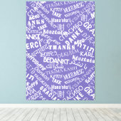 Dank U Tekst Paarse Canvasprint Meertalig Canvas Afdruk (Insitu (Houten vloer))