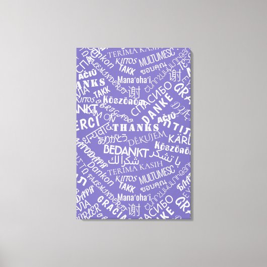 Dank U Tekst Paarse Canvasprint Meertalig Canvas Afdruk (Voorkant)