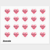 Dank u tekst roze hart ballon ronde sticker (Vel)