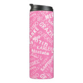 Dank u tekst Roze Thermische Tumbler Meertalig Thermosbeker (Geroteerd rechts)