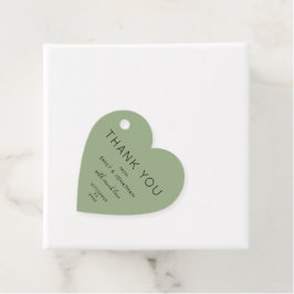 Dank u tekst Sage Green Custom Wedding Heart Bedankjes Labels