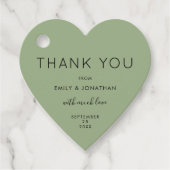 Dank u tekst Sage Green Custom Wedding Heart Bedankjes Labels (Voorkant)