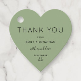 Dank u tekst Sage Green Custom Wedding Heart Bedankjes Labels