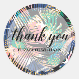 Dank U Tekst Tropische Planten Ronde Sticker