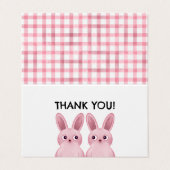 Dank u tentkaart met roze konijnenmeisjes visitekaartje (Buitenkant ongevouwen)